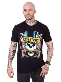 Imagem de Camiseta Masculina 100% Algodão Guns N' Roses Top Hat Preta Oficial